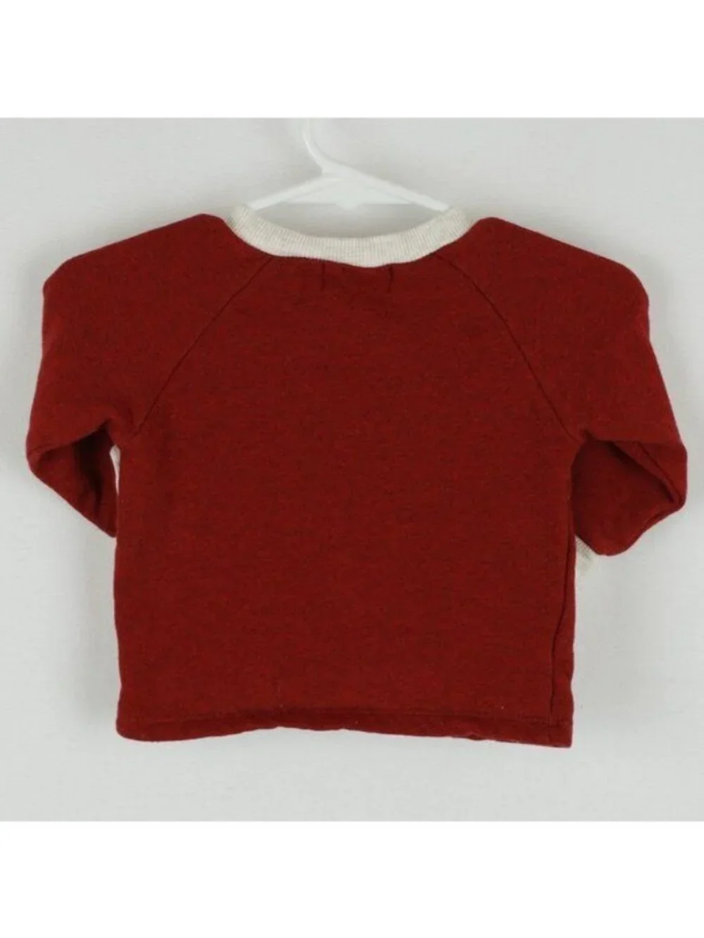 Rabbit + Bear Infant Size 6-9 Months Red Cream Crewneck Button Up Sweatshirt